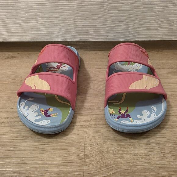 REEF Pink Blue Multicolor Oasis Double Nanna De Jong Beach Slip On Sandals Sz 8 - Picture 4 of 8